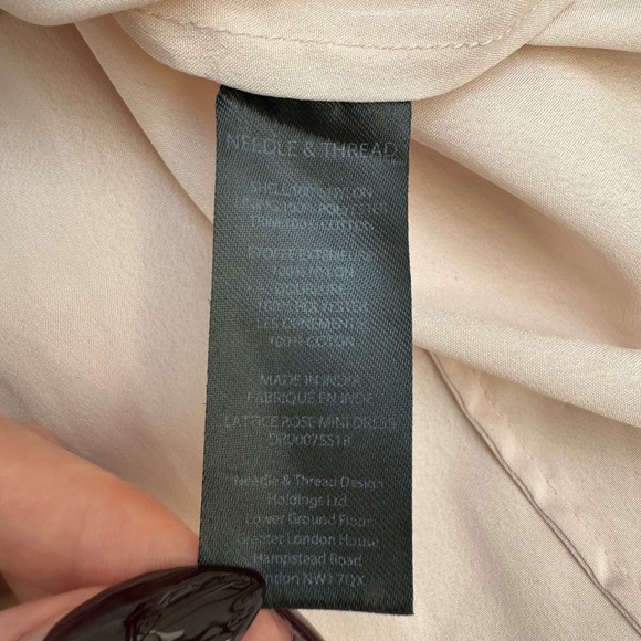 Needle & Thread Lattice Rose Mini Dress In Blush, Size‎ 4 - Picture 11 of 12